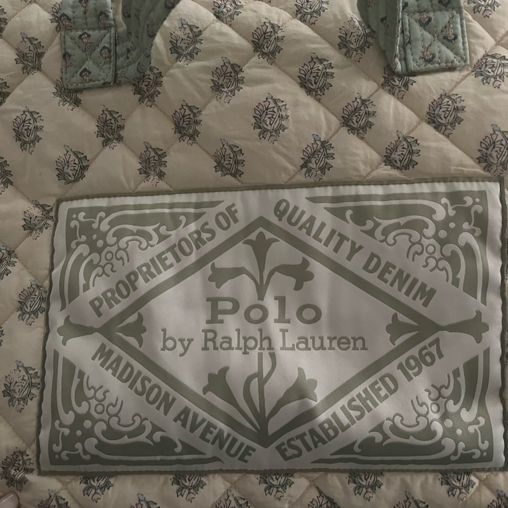 Polo by Ralph Lauren Cream Tote with Sage Green Print - Picture 4 of 5